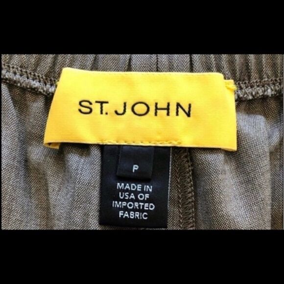 ST. JOHN NWOT LINEN MIX HIGH RISE BROWN PANTS S - Picture 2 of 5